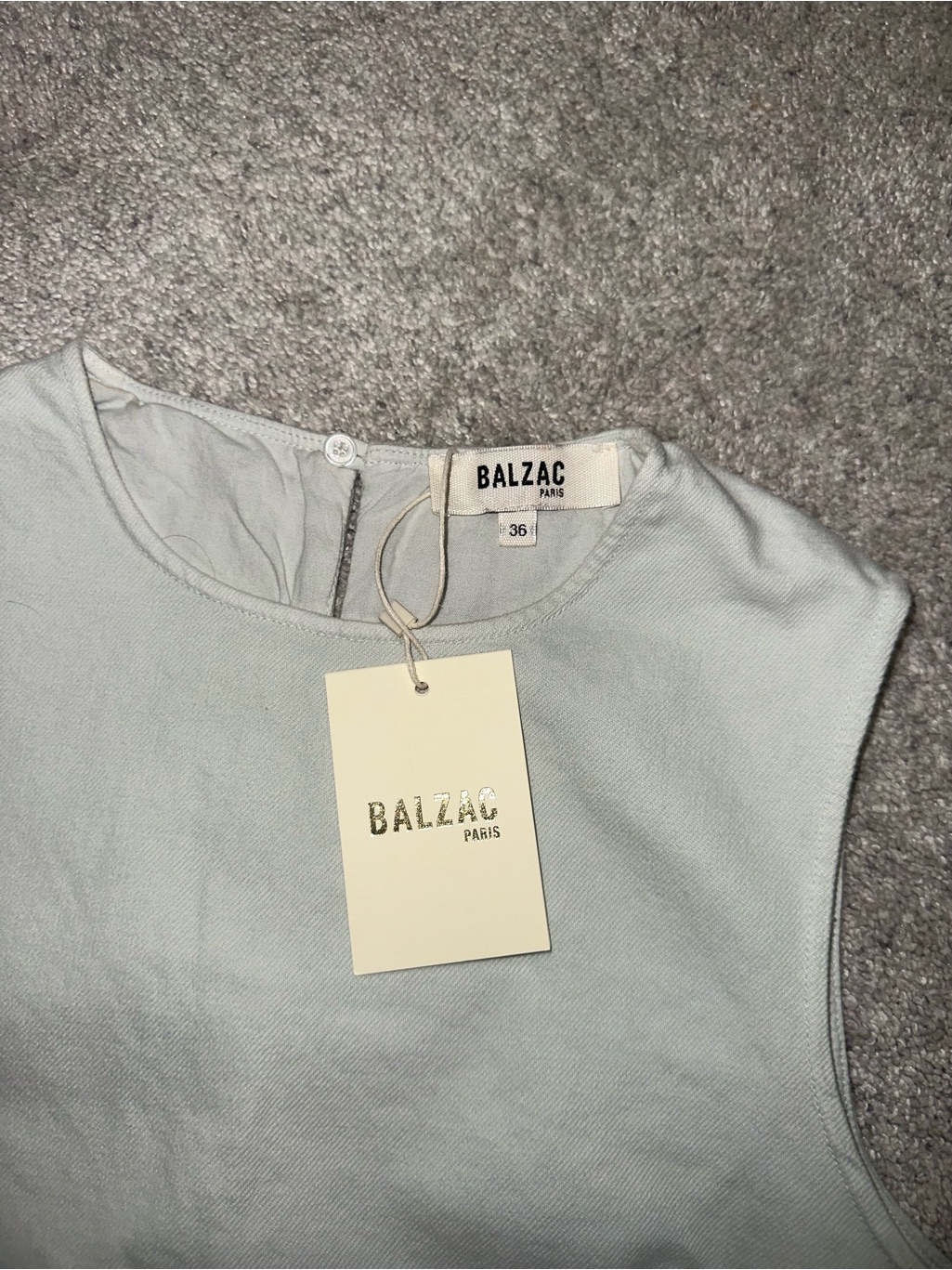 Balzac Paris Top Roda Sky Blue - Classic Sleeveless Cotton Crop- New- Size Small — image 4 of 8